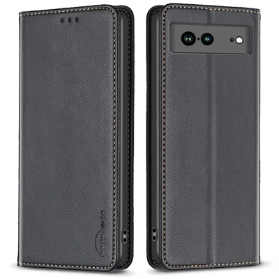 BINFEN COLOR BF18 For Google Pixel 7a Cellphone Case Stand PU Leather Phone Cover with Card Slots - Black