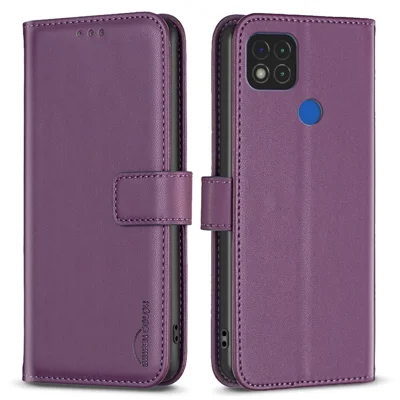 BINFEN COLOR BF17 Portemonnee Hoofdtelefoon voor Xiaomi Redmi 9C / Redmi 9C NFC / Redmi 10A / Poco C31 Stand Leren Telefoonhoes - Donkerpaars