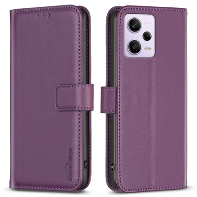 For Xiaomi Redmi Note 12 Pro 5G / 12 Pro Speed 5G / Poco X5 Pro 5G Leather Phone Case BINFEN COLOR BF17 Stand Wallet Cover - Dark Purple