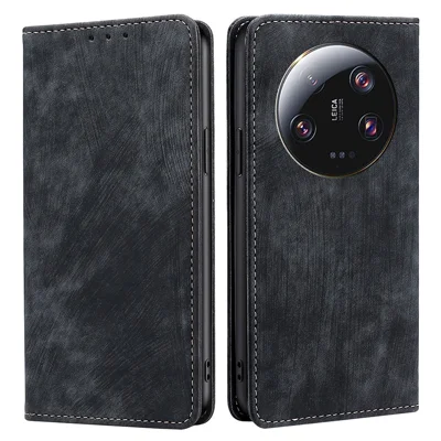 Für Xiaomi 13 Ultra RFID-blockierendes Wallet-Handyhülle, Kunstleder, Ständer, Handyhülle - Schwarz