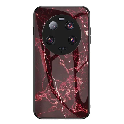 Für Xiaomi 13 Ultra Gehärtetes Glas Rückabdeckung PC+TPU Marmoroptik Handyhülle - Blutroter Marmor
