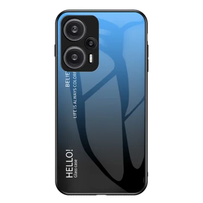 Obudowa do Xiaomi Redmi Note 12 Turbo / Poco F5 5G, cienka obudowa PC + TPU + szkło hartowane, odporna na wstrząsy, gradient niebiesko-czarny