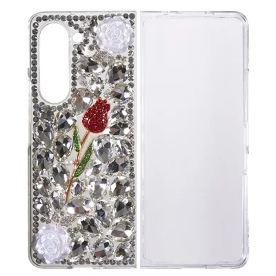 Rhinestone Decor Phone Case for Samsung Galaxy Z Fold5 5G , 2-Piece Design Hard PC Phone Cover