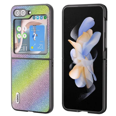 ABEEL For Samsung Galaxy Z Flip5 5G Rhinestone Texture Phone Case PU Leather + PC Back Cover - Multi-color