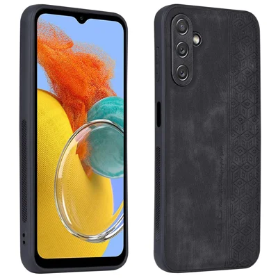 AZNS Para Samsung Galaxy M14 5G Capa de Telefone Anti-Arranhões Impresso em Couro PU + Capa Traseira TPU - Preto