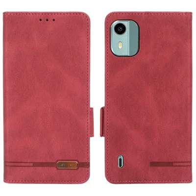 Für Nokia C12 4G / C12 Pro / C12 Plus Geldbörsen-PU-Leder-Handyhülle Hardware-Dekor Ständer-Cover - Rose