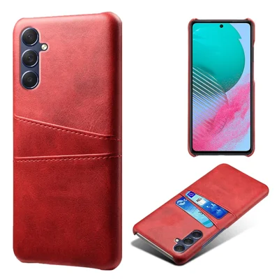 For Samsung Galaxy A24 4G (162.1 x 77.6 x 8.3mm) Dual Card Slots PU Leather Coated PC Case Anti-scratch Phone Cover - Red