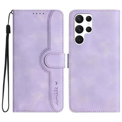 YX0030 Wallet Phone Case für Samsung Galaxy S23 Ultra geprägte Muster PU-Leder Flip-Cover Anti-Schock Telefon-Schale - Hellviolett