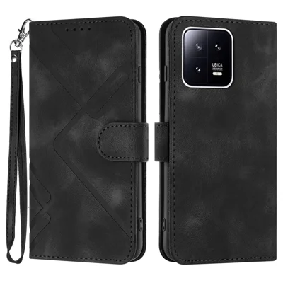YX0040 Für Xiaomi 13 Geprägtes Wallet-Handyhülle PU-Leder Anti-Drop Stand Cover - Schwarz