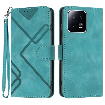 YX0040 Voor Xiaomi 13 Pro 5G Ingedrukte Leren Mobiele Hoes Flip Stand Portemonnee Telefoonhoes - Babyblauw