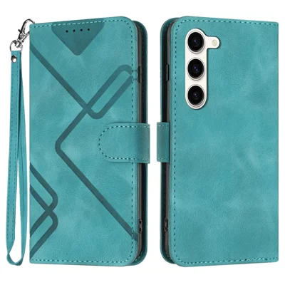 YX0040 For Samsung Galaxy S23 Anti-Fingerprint Stand Cover Imprinted Pattern PU Leather Phone Case Wallet - Baby Blue