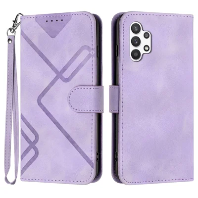 YX0040 For Samsung Galaxy A13 4G Imprinted Phone Wallet Case PU Leather Foldable Stand Cover - Light Purple