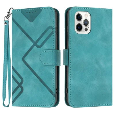 YX0040 For iPhone 14 Pro Max Leather Wallet Phone Case Imprinted Stand Protective Cover - Baby Blue