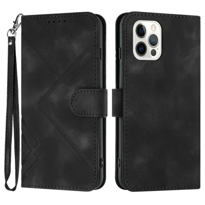 YX0040 For iPhone 14 Pro Imprinted Pattern Phone Stand Case PU Leather Magnetic Cover Wallet - Black
