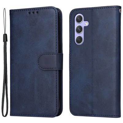 For Samsung Galaxy M54 5G / F54 5G Flip Protective Phone Cover PU Leather Calf Texture Stand Wallet Case - Blue