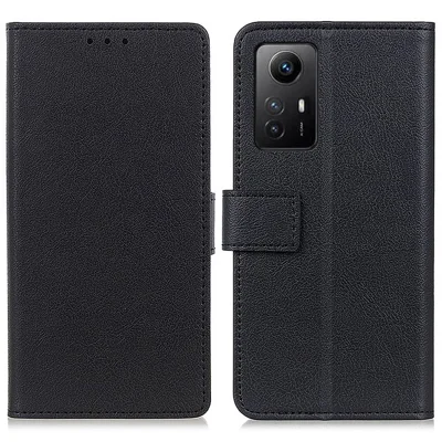 For Xiaomi Redmi Note 12S 4G Anti-drop PU Leather Stand Wallet Case Flip Phone Cover - Black