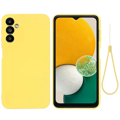 For Samsung Galaxy M54 5G / F54 5G Liquid Silicone Back Cover Drop-proof Mobile Phone Case with Soft Lining - Yellow
