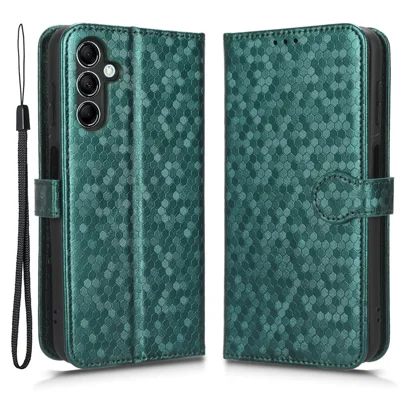 For Samsung Galaxy M54 5G / F54 5G Leather Phone Case Imprinted Dot Pattern Smartphone Cover with Stand Wallet - Green