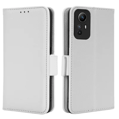Litchi Texture Leather Case para Xiaomi Redmi Note 12S 4G, Capa de Carteira com Suporte Dobrável - Branco