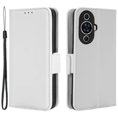 For Huawei nova 11 / nova 12s 4G / nova 12 Lite 4G PU Leather Wallet Case Litchi Texture Stand Phone Cover with Strap - White