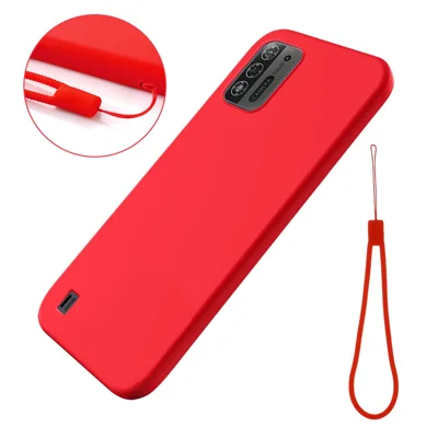 For ZTE Blade A52 Lite 4G Flexible Liquid Silicone Cover Soft Lining Drop-proof Phone Case - Red