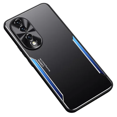 Anti-Fingerprint Phone Case for Honor 90 Anti-Scratch Aluminium Alloy + TPU Mobile Phone Cover - Blue