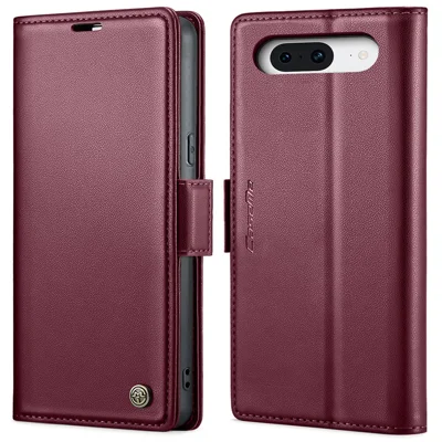 Für Google Pixel 8 Ledertasche CASEME 023 RFID-Schutz 3 Kartenfächer Handyhülle - Rot