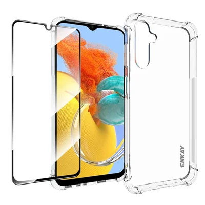 ENKAY HAT PRINCE For Samsung Galaxy M14 5G TPU Phone Case Clear Phone Cover with High Aluminium-silicon Glass Film