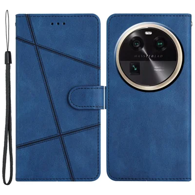 Stand Cover for Oppo Find X6 Pro Anti-drop Wallet Leather Phone Case Crazy Horse Texture Imprinted Lines Shell - Blue