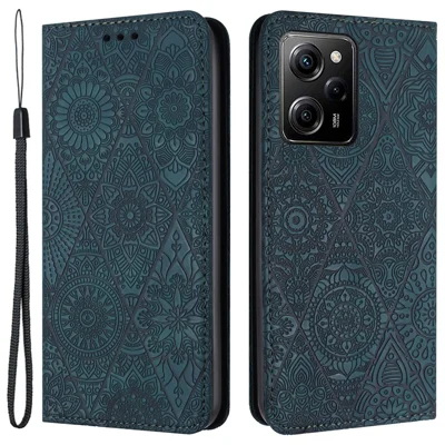 For Xiaomi Redmi Note 12 Pro 5G / 12 Pro Speed 5G / Poco X5 Pro 5G Imprinted PU Leather Phone Case Wallet Stand Cover - Blue