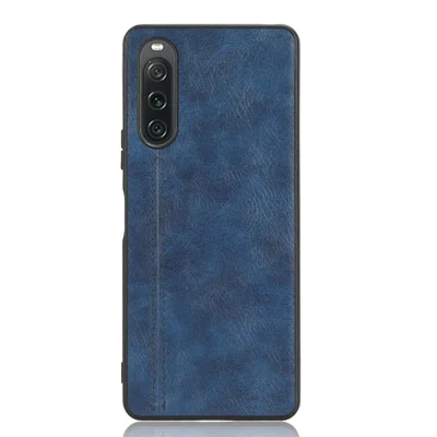 Для Sony Xperia 10 V Чехол для телефона с дизайном строчки и покрытием из искусственной кожи, ТПУ+ПК - синий