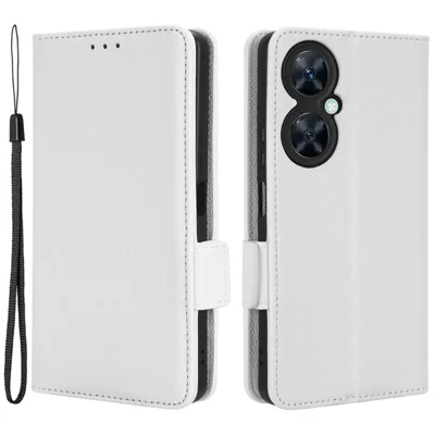 Wallet Cover for Huawei Maimang 20  /  nova 11i  /  Enjoy 60 Pro Litchi Texture PU Leather Stand Phone Case - White