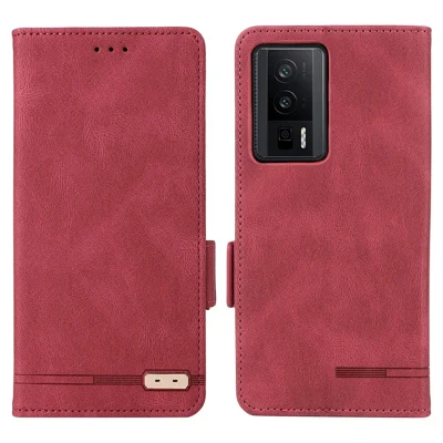 Для Xiaomi Poco F5 Pro 5G / Redmi K60 Pro 5G / K60 5G Ударостойкий чехол для телефона Декор оборудования Кошелек Чехол из искусственной кожи - Розовый