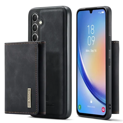 DG.MING M1-Serie für Samsung Galaxy A34 5G PC+TPU+PU-Leder Anti-Drop-Cover magnetische Geldbörse Kickstand-Handyhülle - Schwarz