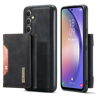 DG.MING M2 Series for Samsung Galaxy A54 5G PU Leather Coated PC+TPU Phone Case Detachable Wallet Back Kickstand Cover - Black