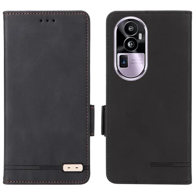 Für Oppo Reno10 Pro+ 5G Hardware Deko Wallet Handyhülle Pu-Leder Klapphülle - Schwarz