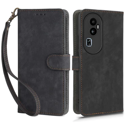 For Oppo Reno10 Pro+ 5G Fall Proof Wallet Cover RFID Blocking PU Leather Stand Phone Case - Black