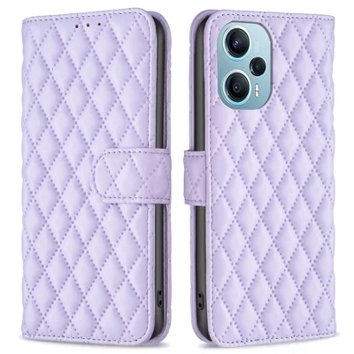 BINFEN COLOR BF Style-14 for Xiaomi Poco F5 5G / Redmi Note 12 Turbo Phone Case Wallet Imprinted Leather Stand Cover - Purple