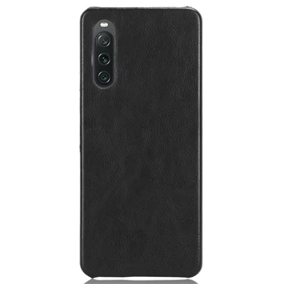 For Sony Xperia 10 V PU Leather Coated PC Litchi Texture Phone Case Anti-Scratch Protective Cover - Black