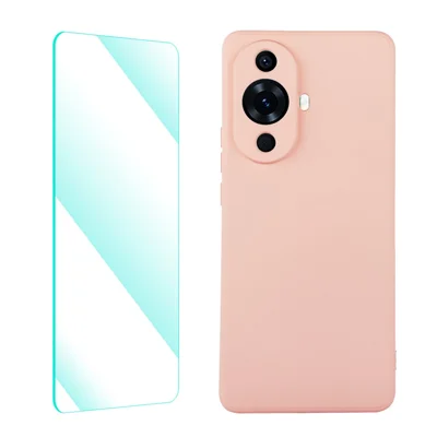 ENKAY HAT PRINCE Für Huawei nova 11 / nova 12s 4G / nova 12 Lite 4G Flüssigsilikon-Handyhülle mit Displayschutzfolie - Rosa