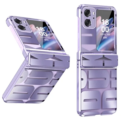 For Oppo Find N2 Flip 5G Shockproof Phone Case Electroplating Hard PC Phone Cover - Purple
