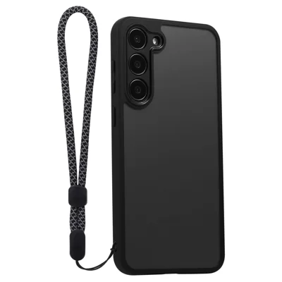 VILI M Series For Samsung Galaxy S23+ Shockproof Phone Cover Clear PC+TPU Phone Case with Wrist Strap - Black