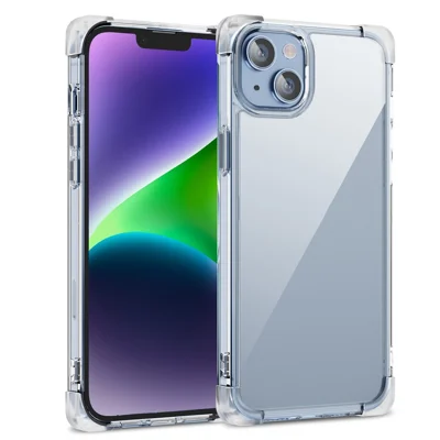 For iPhone 14 Plus Four Corner Frosted Drop-proof Cover TPU+Acrylic Phone Case - Transparent