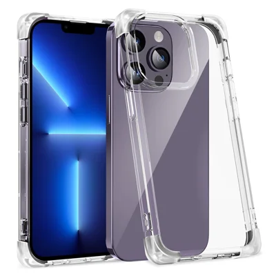 Slim Phone Case for iPhone 13 Pro 6.1 inch Shockproof Cover Four Corner Matte TPU+Acrylic Phone Case - Transparent