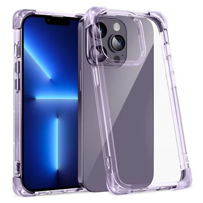 Slim Phone Case for iPhone 13 Pro 6.1 inch Shockproof Cover Four Corner Matte TPU+Acrylic Phone Case - Purple
