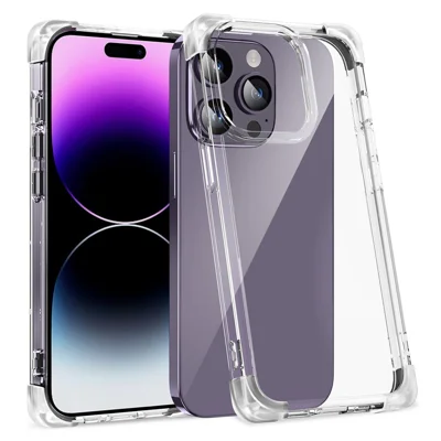TPU+Acrylic Protective Case for iPhone 14 Pro Max Four Corner Matte Phone Shell Anti-Scratch Phone Cover - Transparent