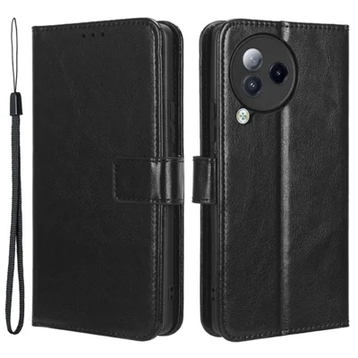 Para Xiaomi Civi 3 5G Capa de telefone de couro PU à prova de riscos com textura de cavalo louco - Preto