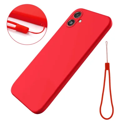 Für Samsung Galaxy F14 5G Anti-Staub Flüssigsilikon Handyhülle Weiche Futter Handyhülle mit Gurt - Rot