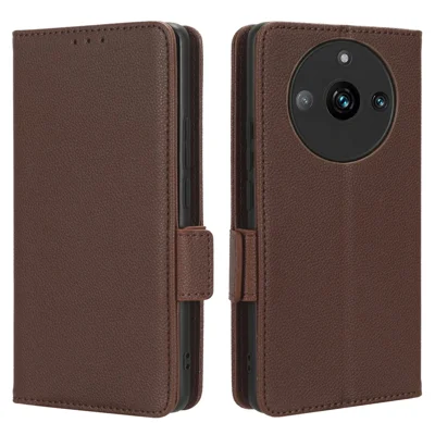 For Realme 11 Pro 5G / 11 Pro+ 5G Litchi Texture Wallet Stand Phone Case PU Leather Cover - Brown