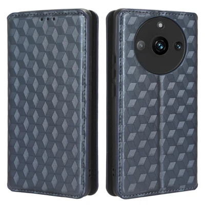 Rombrutefladsskiva för Realme 11 Pro 5G / 11 Pro+ 5G PU-läder mobilhölse ställfunktion - Blå